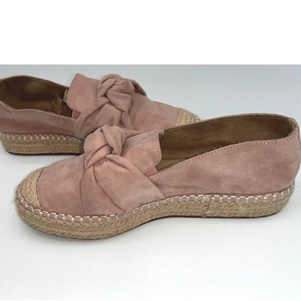 Kaari Blue Womens Blush Pink Faux Suede Knotted Bow Espadrille Loafers Size 7M